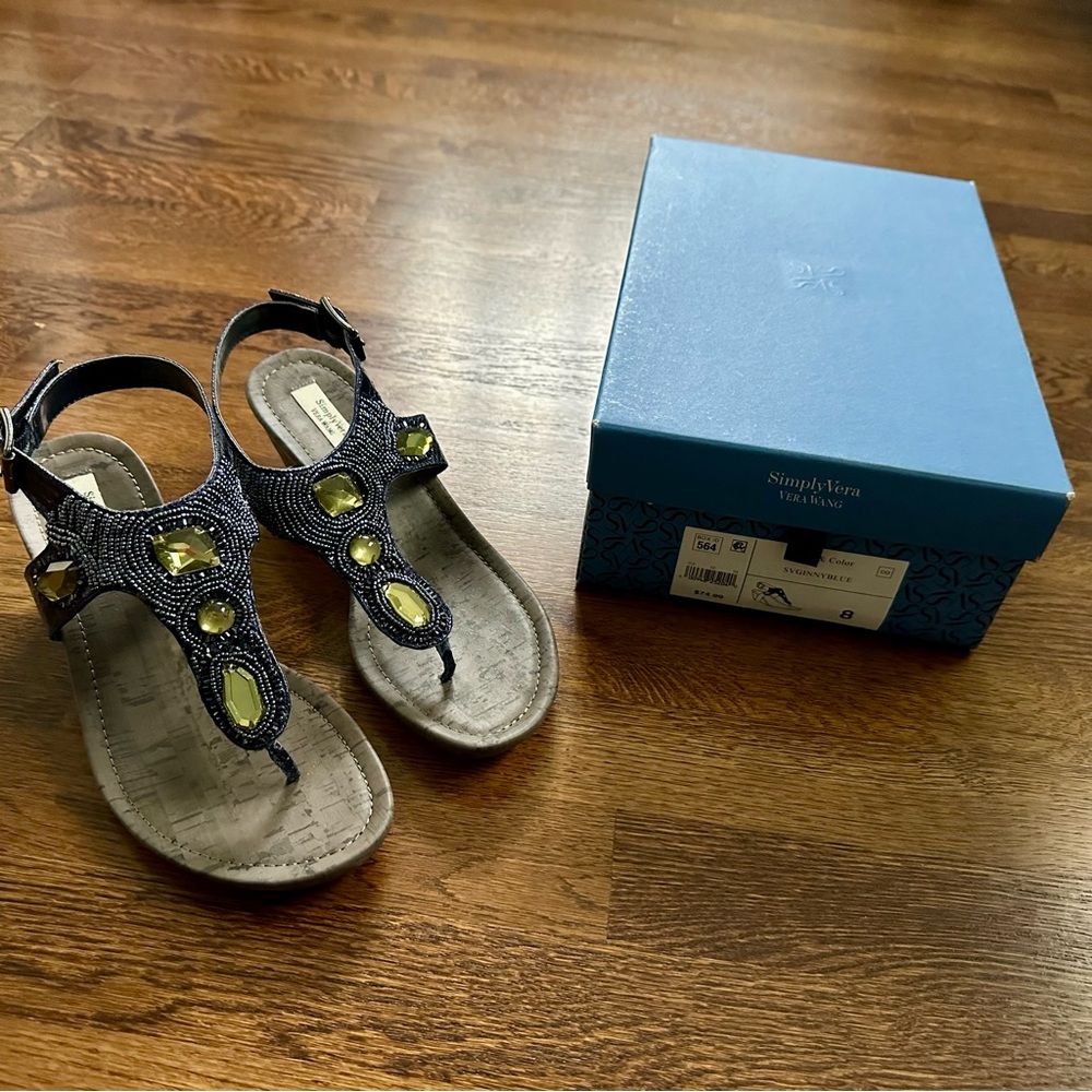 Simply Vera Ginny Blue Beaded Sandals - Size 8